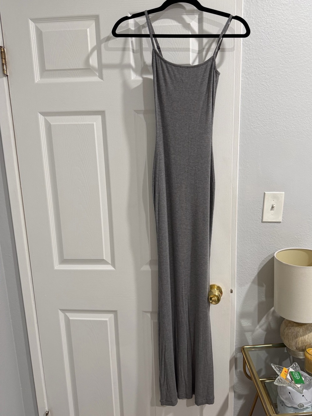 SKIMS Gray Sleeveless Ribbed Maxi Dress